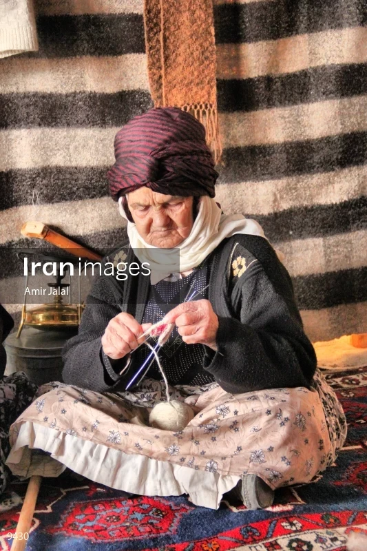 Nomad woman spinning wool