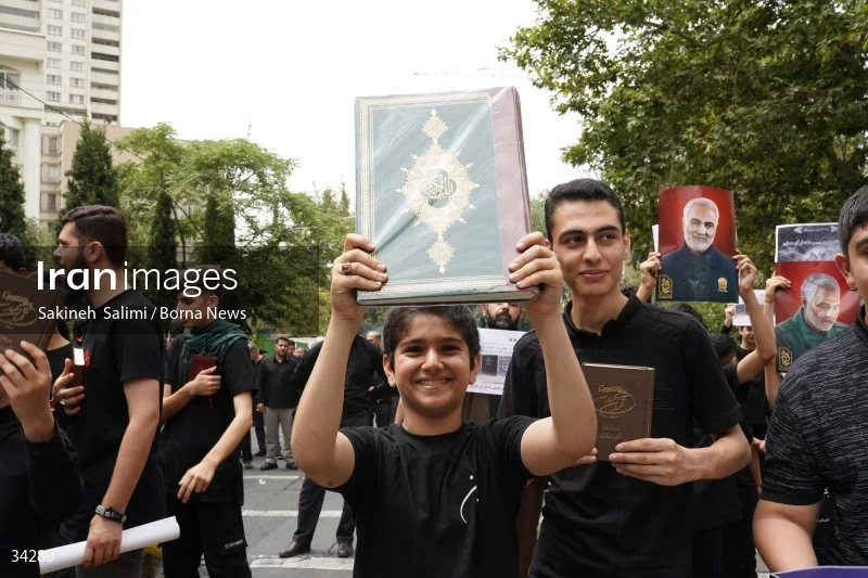 Students gathering in front of the Swedish embassy in Tehran