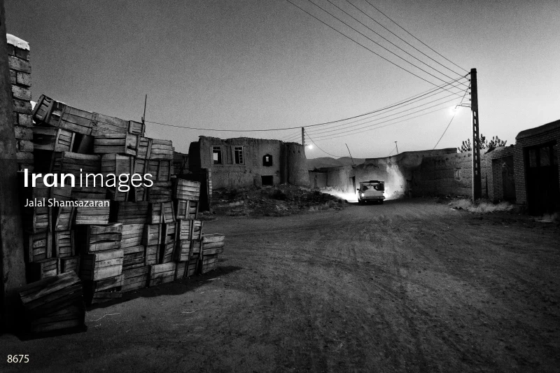 Empty tomato boxes are left in Ghalagaychi village near Urmia Lake
