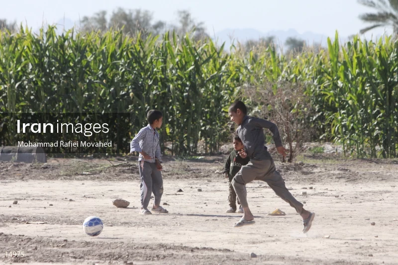 Children Play Football in Deprived Areas of Southern Kerman