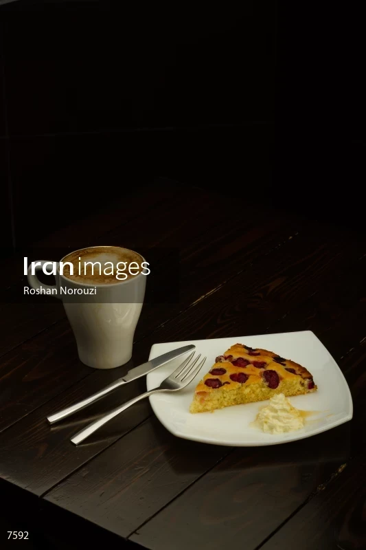 Latte with Sour Cherry pie