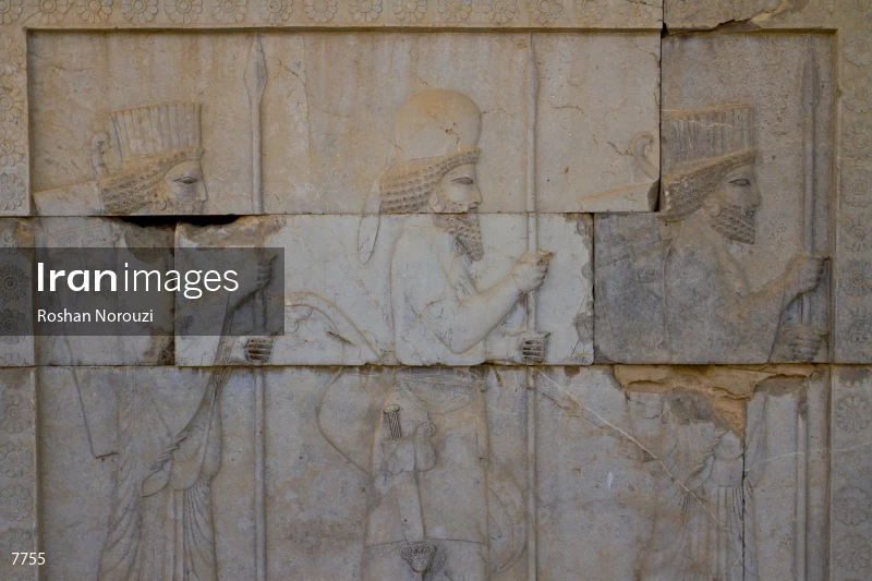 Persian and Median soldiers bas-relief in persepolis