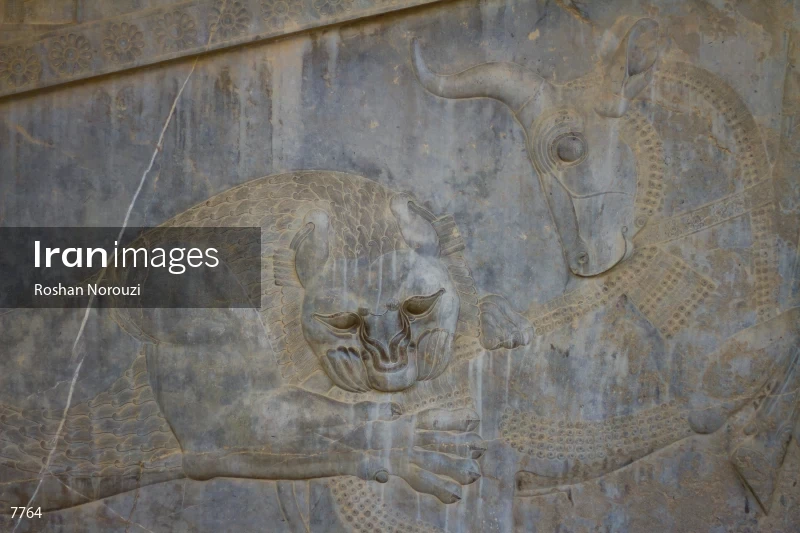 Bas-relief representing a symbol in Zoroastrianism for Nowruz at Persepolis