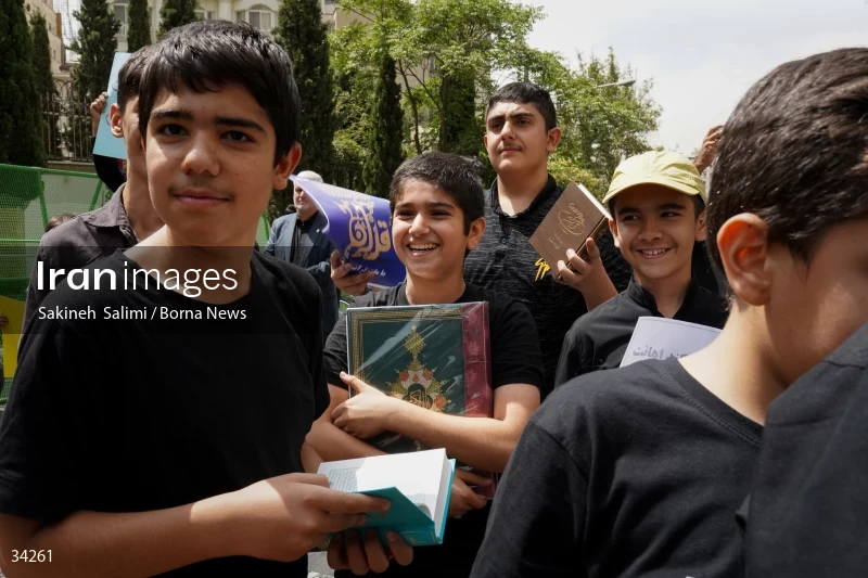 Students gathering in front of the Swedish embassy in Tehran