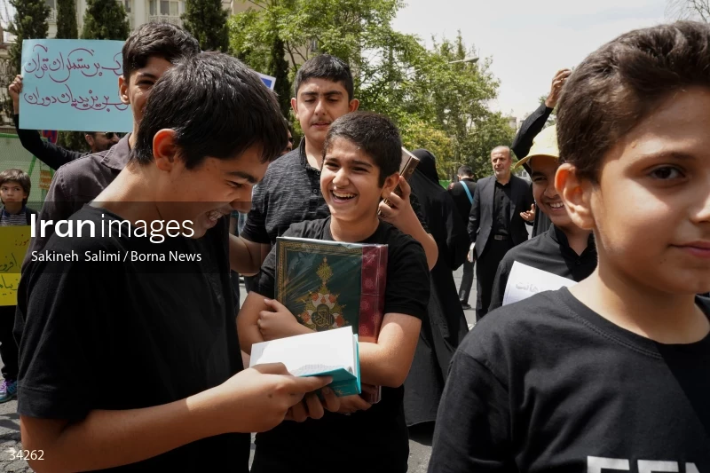Students gathering in front of the Swedish embassy in Tehran