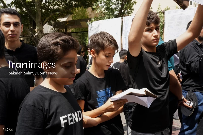 Students gathering in front of the Swedish embassy in Tehran
