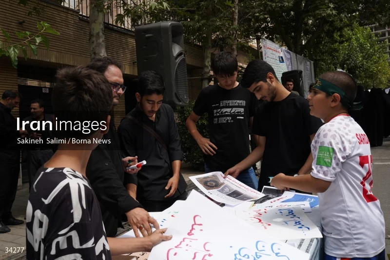 Students gathering in front of the Swedish embassy in Tehran
