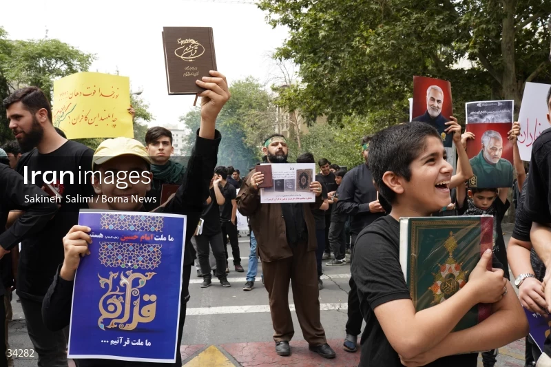 Students gathering in front of the Swedish embassy in Tehran