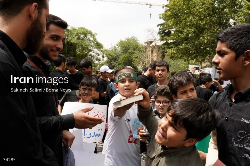 Students gathering in front of the Swedish embassy in Tehran