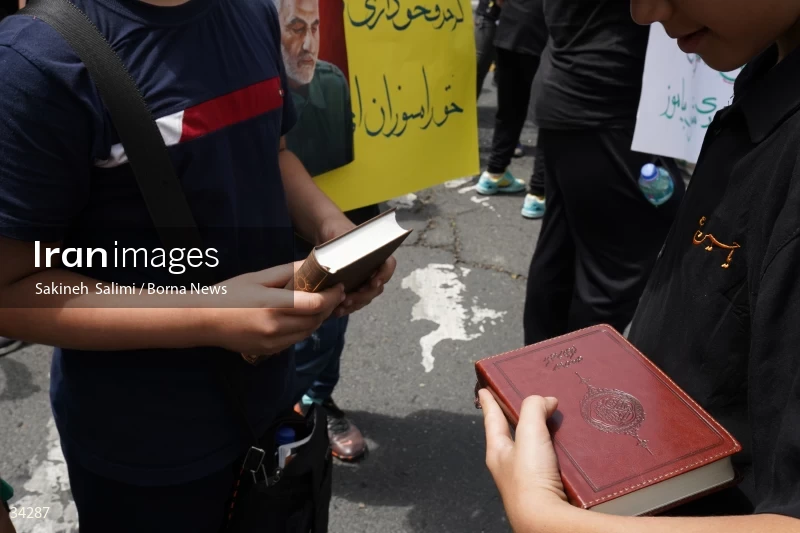 Students gathering in front of the Swedish embassy in Tehran