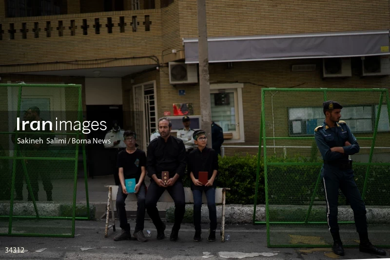 Students gathering in front of the Swedish embassy in Tehran
