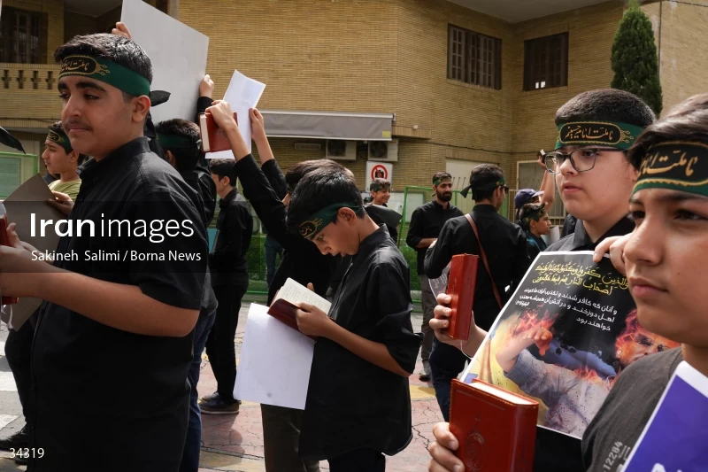 Students gathering in front of the Swedish embassy in Tehran