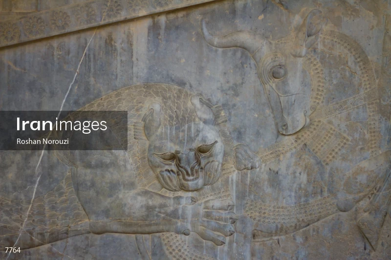 Bas-relief representing a symbol in Zoroastrianism for Nowruz at Persepolis
